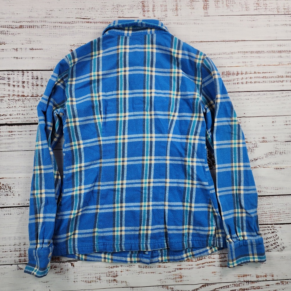Patagonia Fjord Flannel 53915 Blue Plaid Organic Cotton Shirt Womens‎ 2 Western - Picture 2 of 6